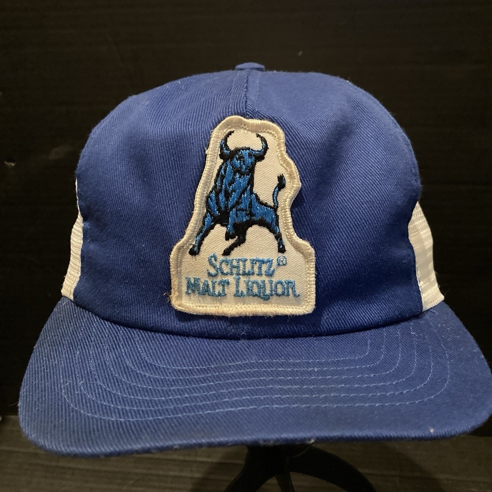 VTG Swingster USA Schlitz Malt Liquor Blue Snapback Mesh Hat, Patch Logo